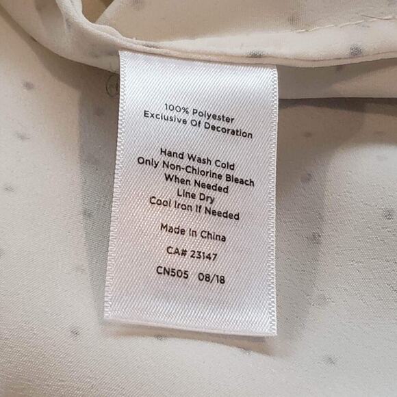 Talbots Blouse Women's Plus 2X Cream Black Polka Dot Semi Sheer LS Top Church - Picture 7 of 8